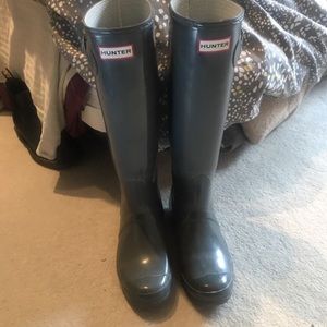 Glossy Grey Hunter Boots